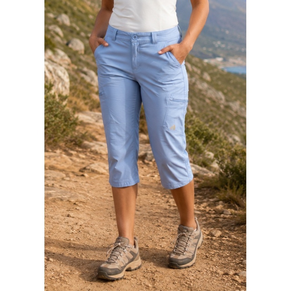 Eddie Bauer First Ascent Pants Zip Cargo Hiking Capri Crop Blue Women's Size 6